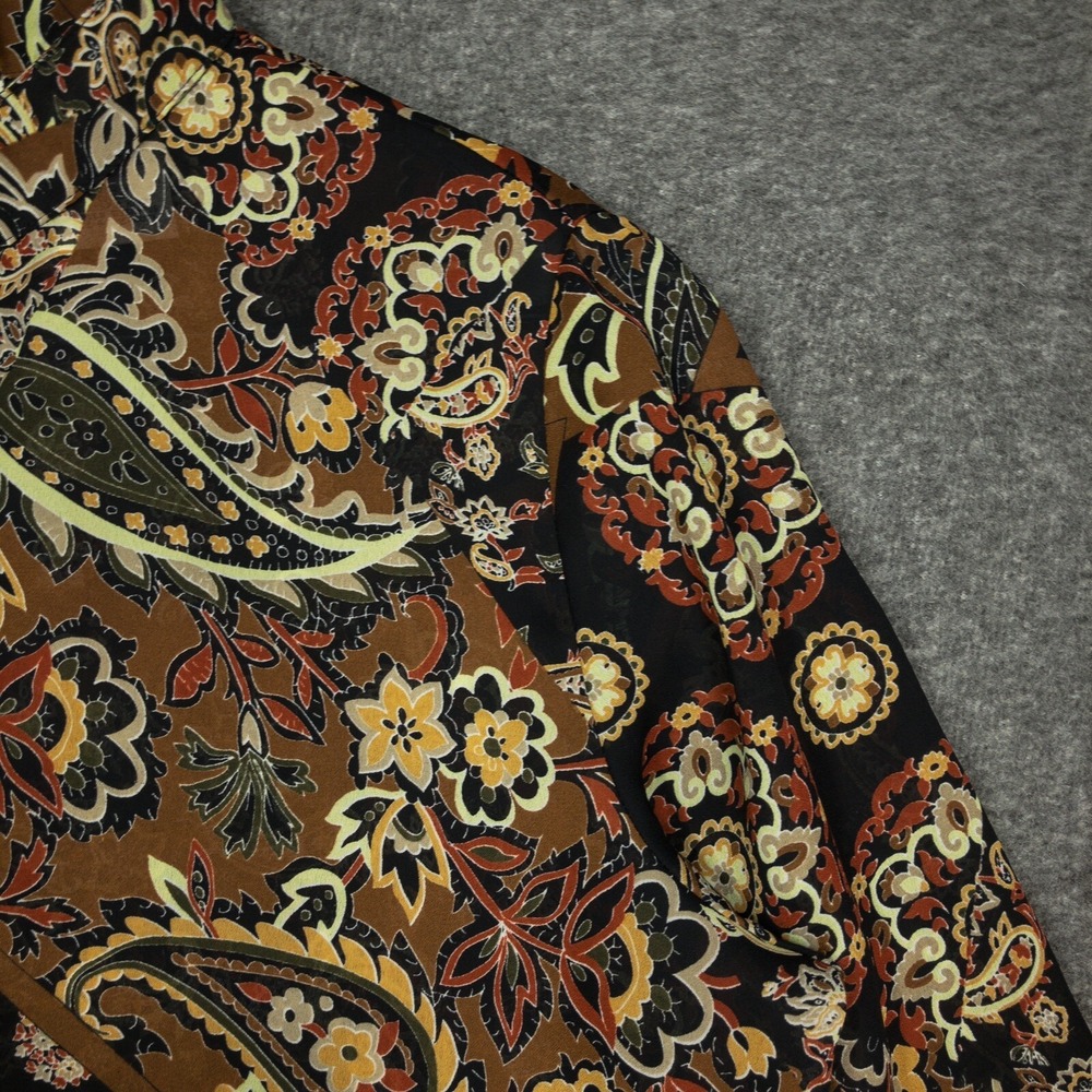Y2K White Stag Sheer Brown Black Paisley Button Up Blouse Women's Size Medium - Picture 3 of 15